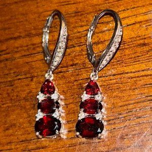 Red Garnet Dangle Earrings